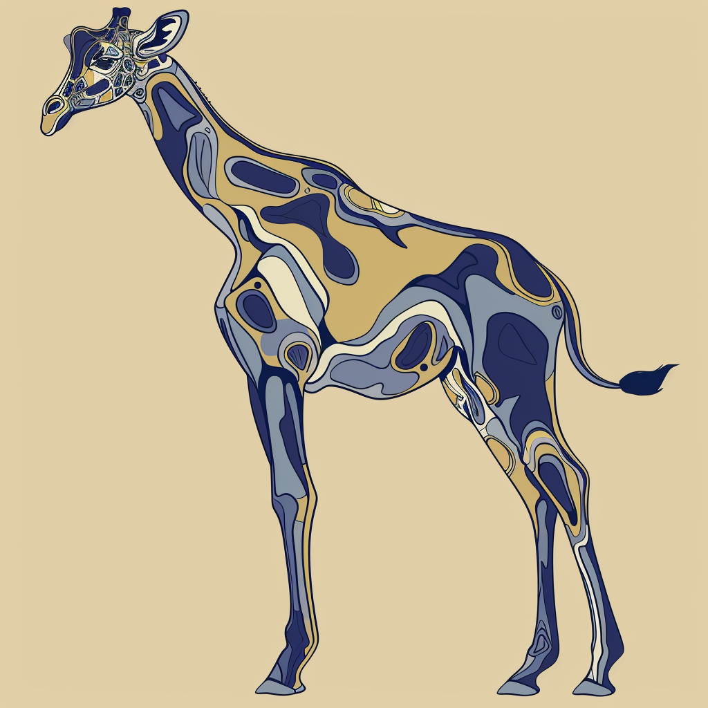 Abstract Giraffe in Indigo and Beige