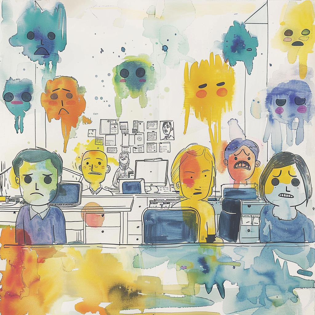 Abstract Faces Watercolor Minimalist Office