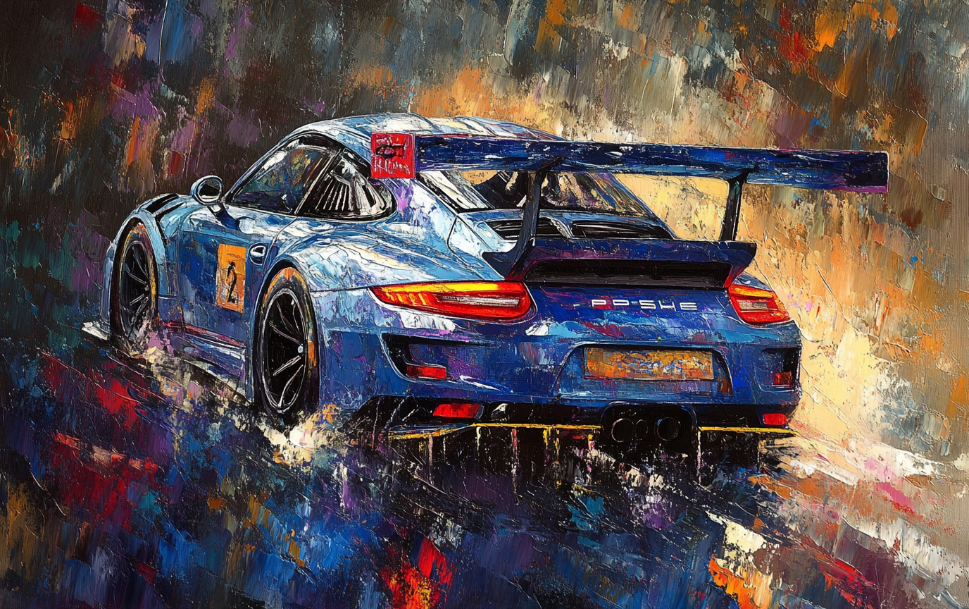 Modern Abstract Porsche Turbo Painting