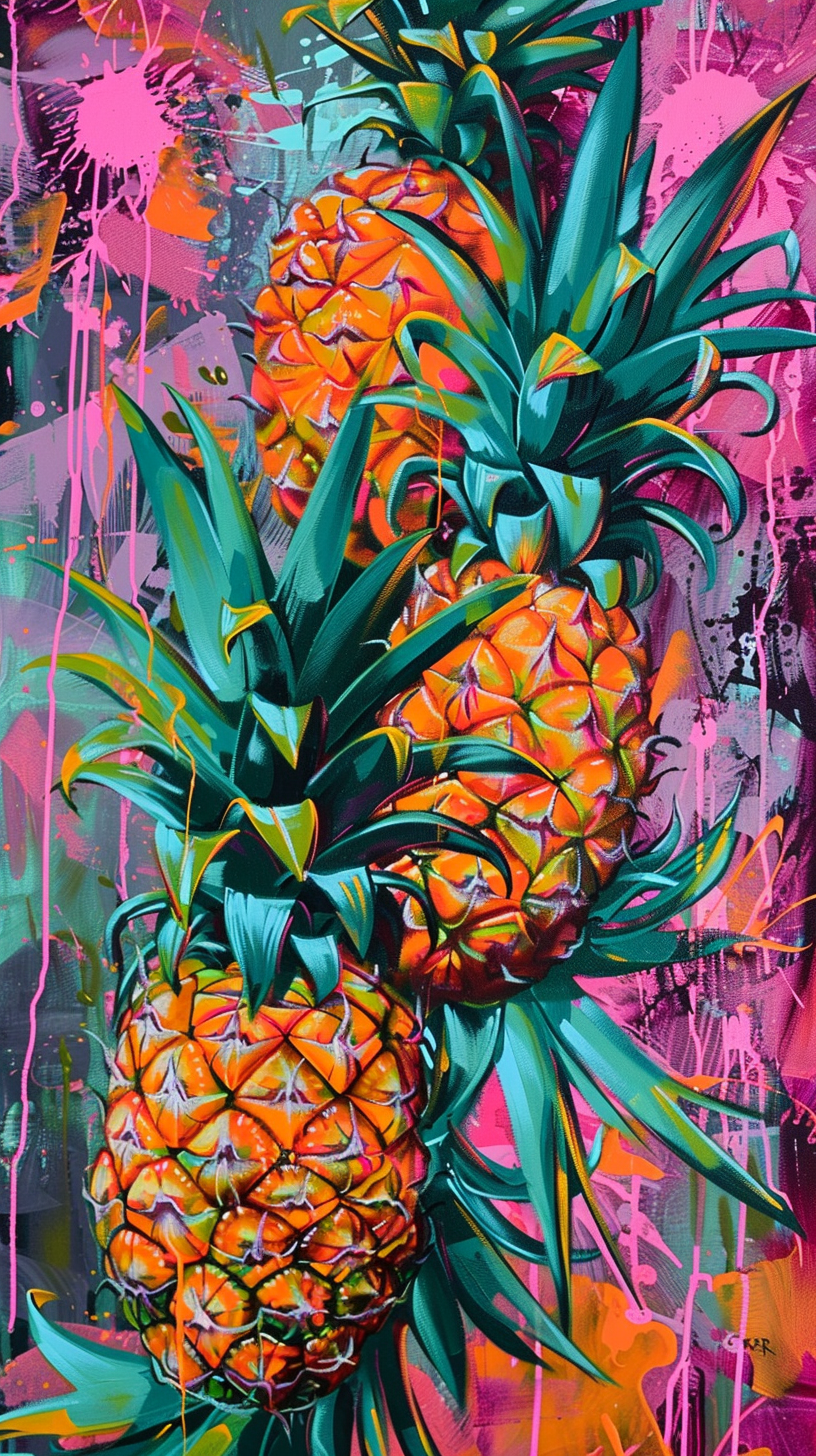 detailed pineapple vines illustration art