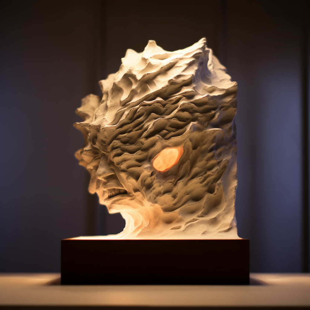 Abstract sculpture with clay texture by Medardo Rosso