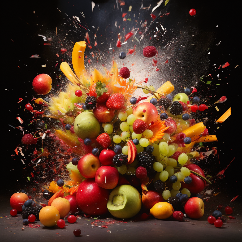 Colorful Firecrackers and Fruits