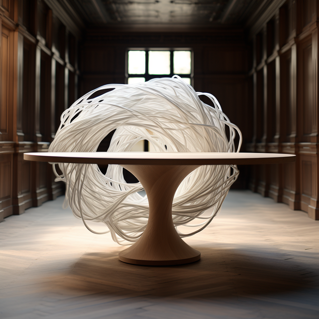 Abstract vortex ropes on table