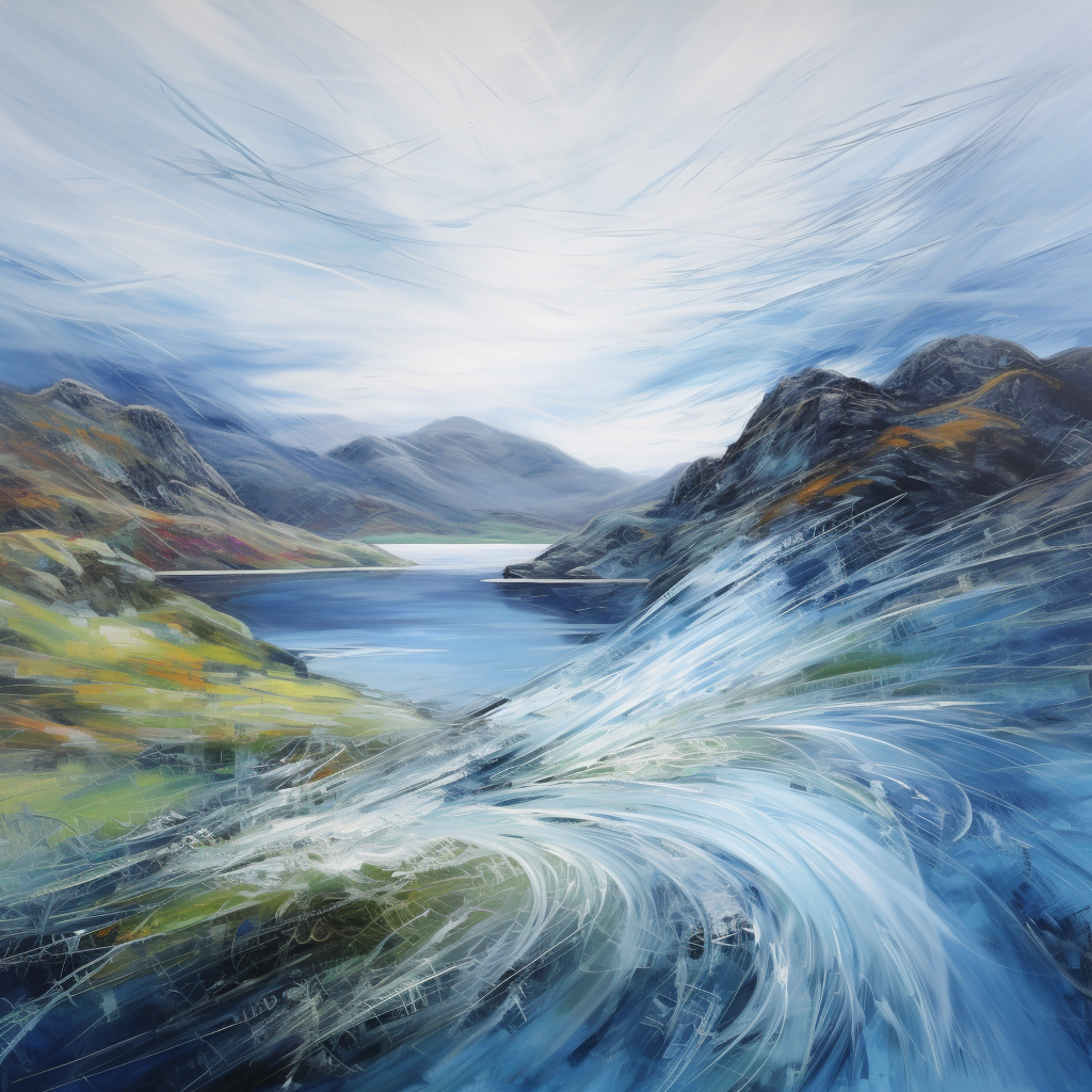 Abstract windy landscape with vibrant colors
