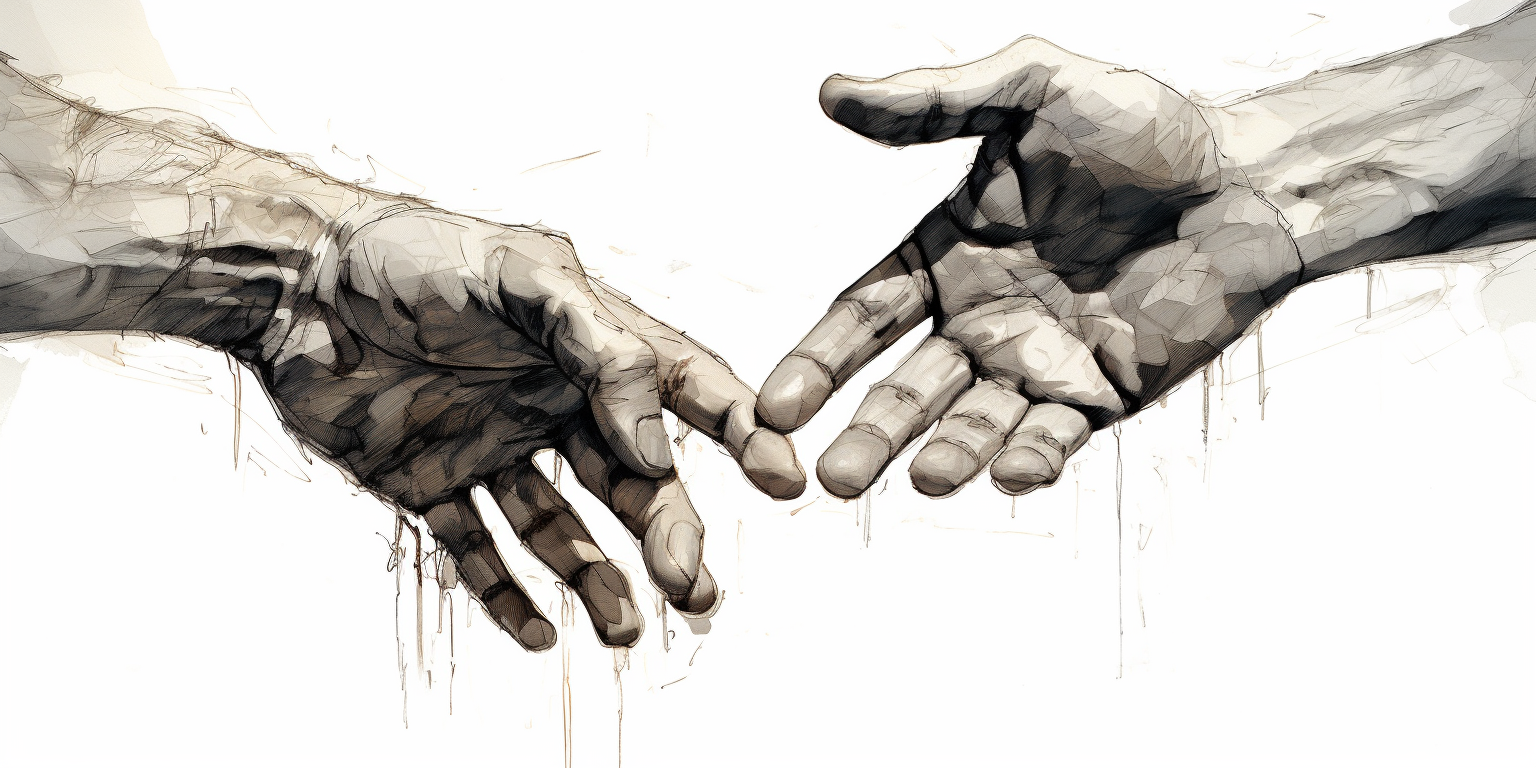 Sketchy white background hands