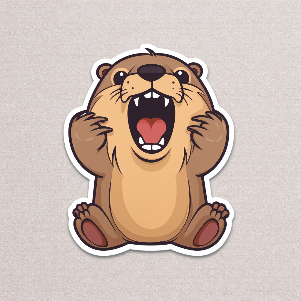 Adorable beaver cartoon stickers yelling