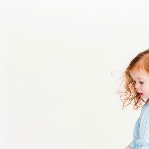 Cute little girl with wavy red hair walking