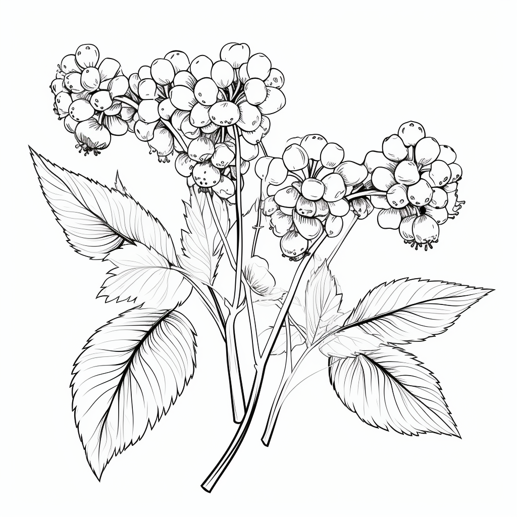 Adult Coloring Baneberry Stems Rosalind Wheeler Drawing