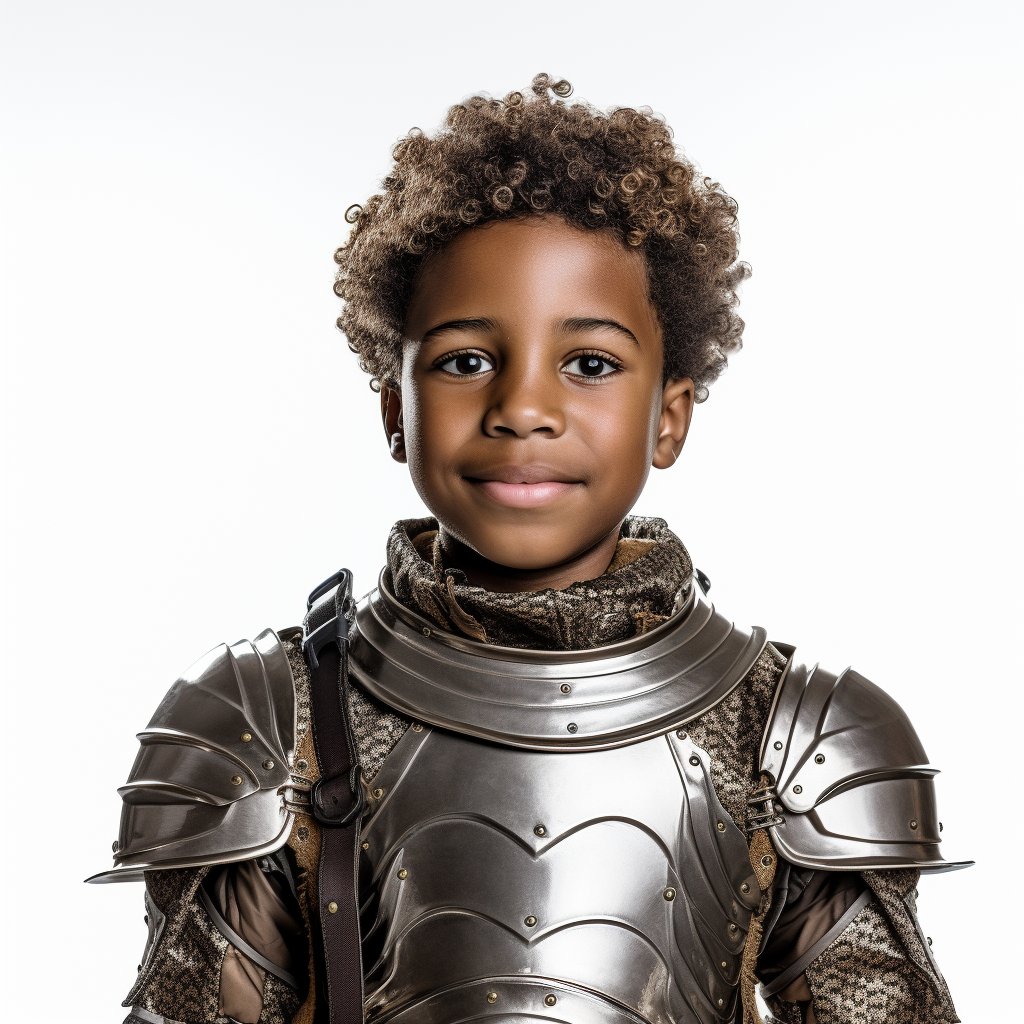 African American child in knight costume