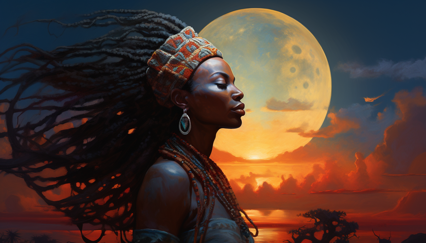 African Shamanic Woman with Nature Background