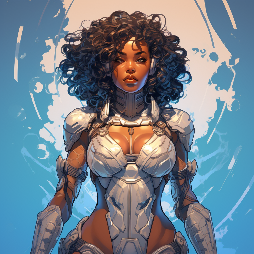 Cell Shaded African Woman Soldier with Sci-fi Nanotech Ghost