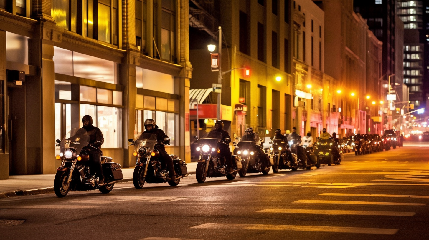 Group of African-American bikers assembling