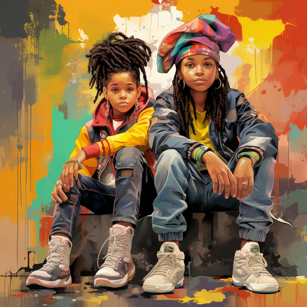 Stylish African American children in 1990s New York