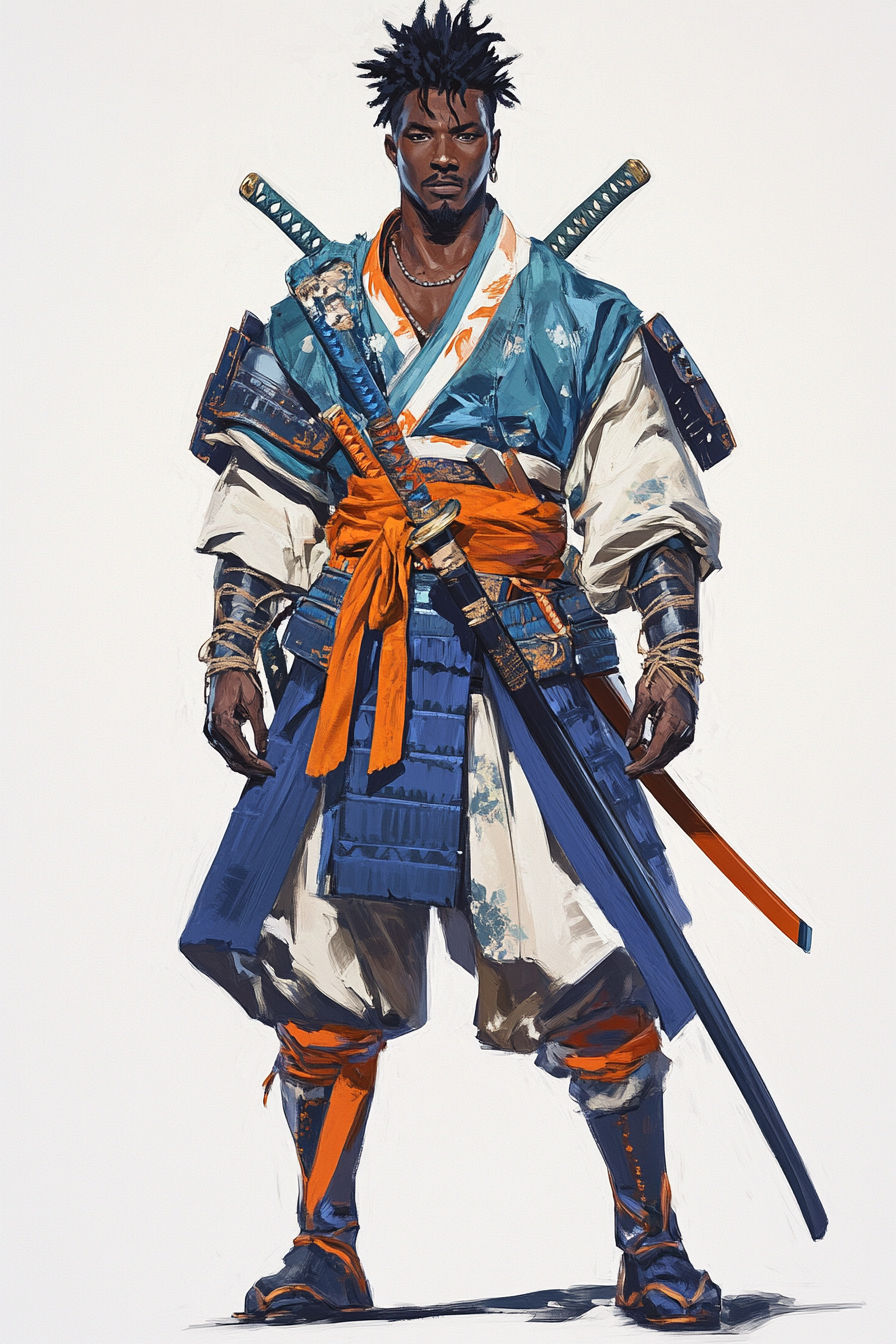 African American Samurai Warrior Character