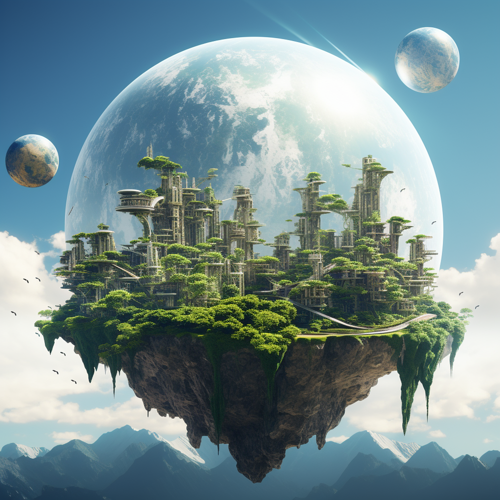 Ailen planet with floating islands