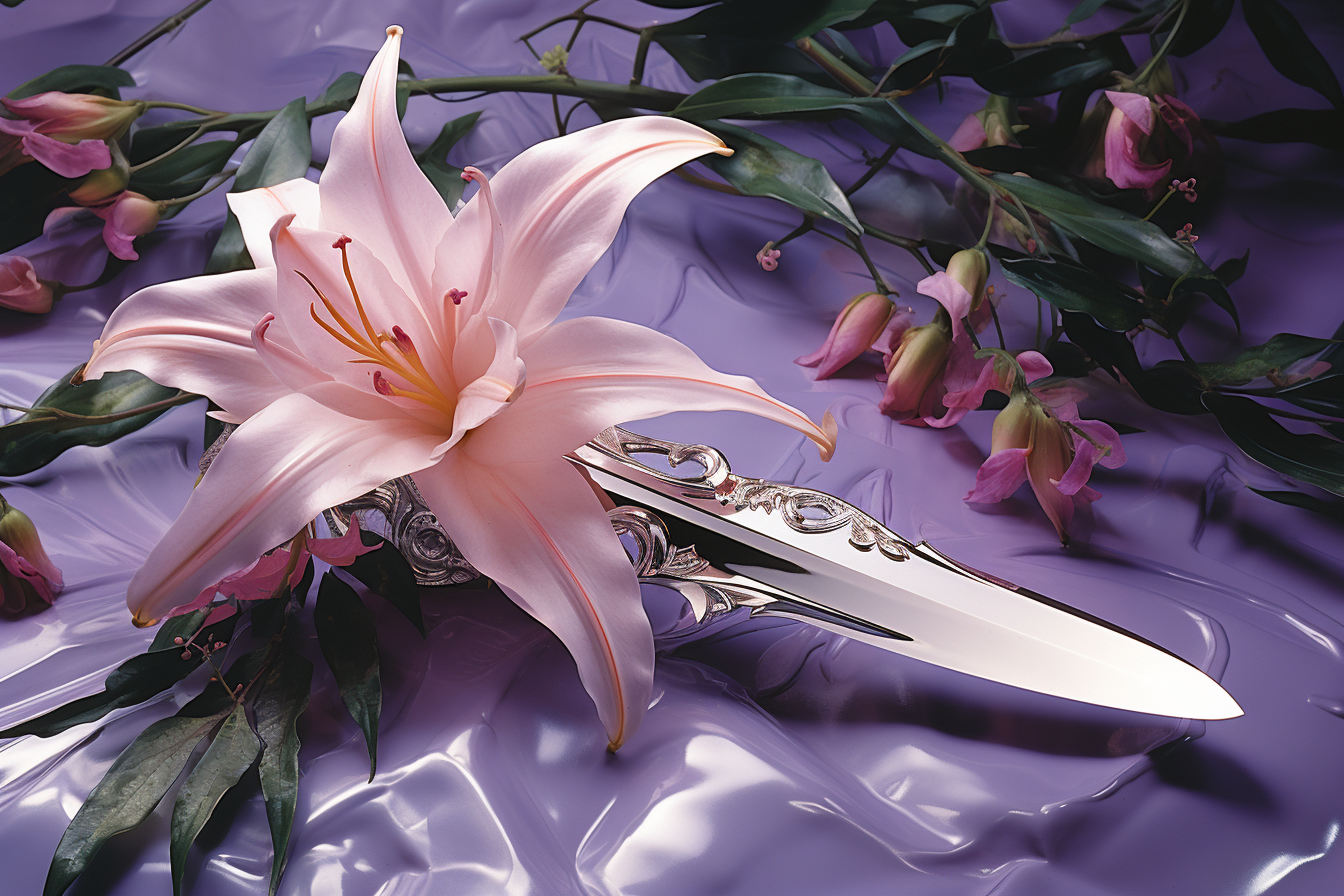 Airbrushed Knife and Lily Artwork