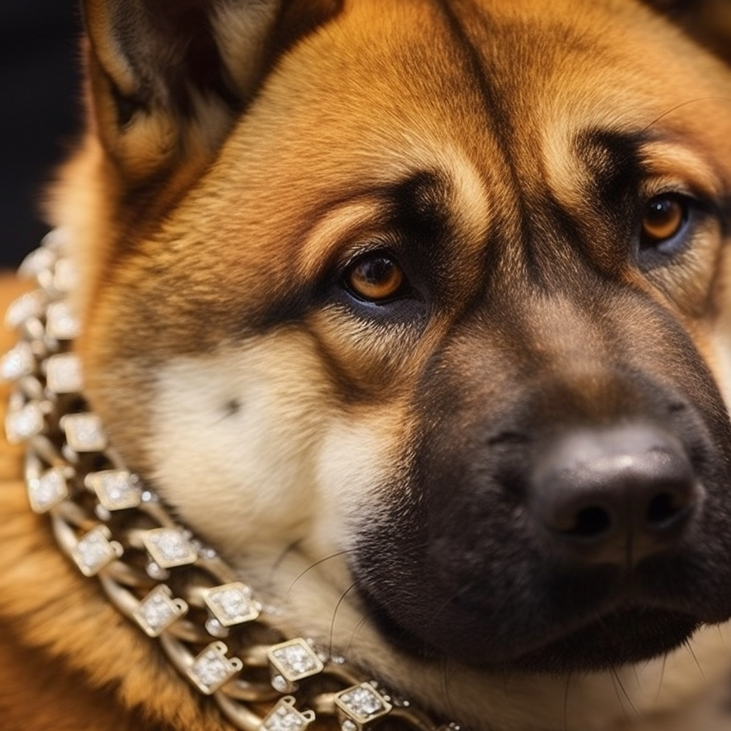 Akita Drake's Dog Diamond Chain Close Up