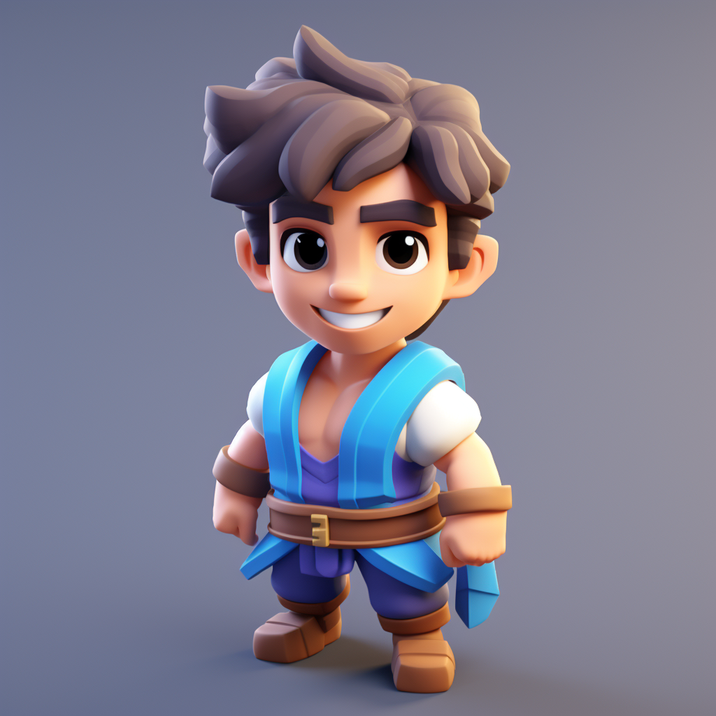 Cute Aladdin Unity Voxel Mobile Game Character