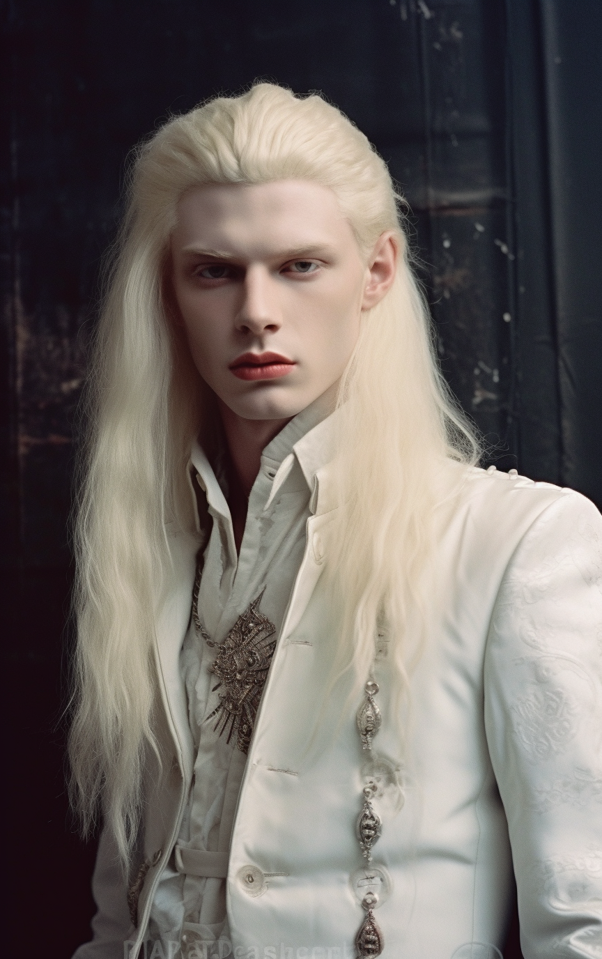 Albino prince with long white hair