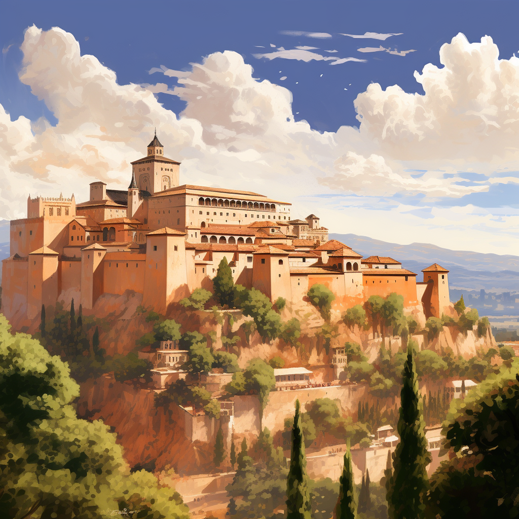 Alhambra Granada Pixar Drawing