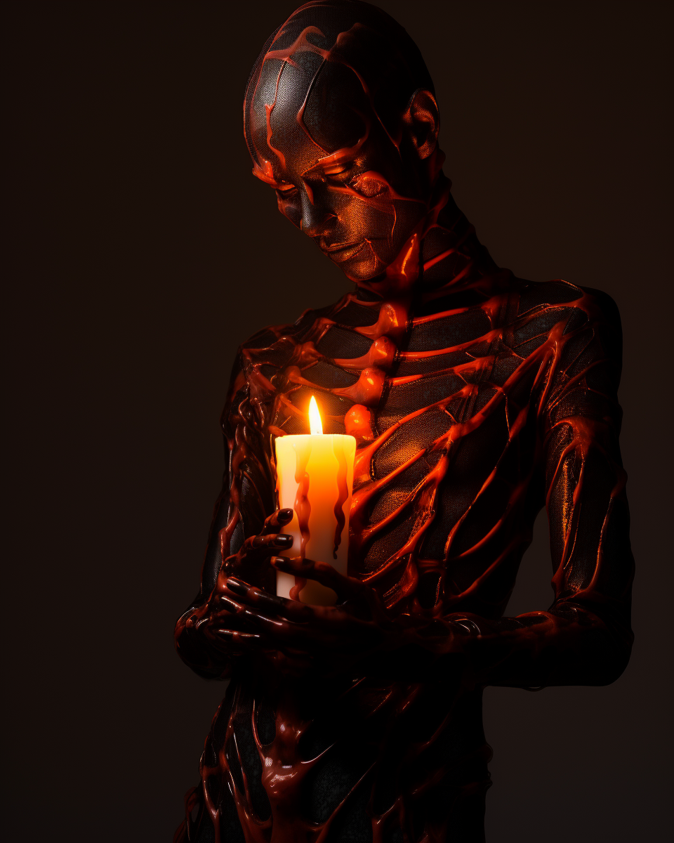 Alien fashion model with candle