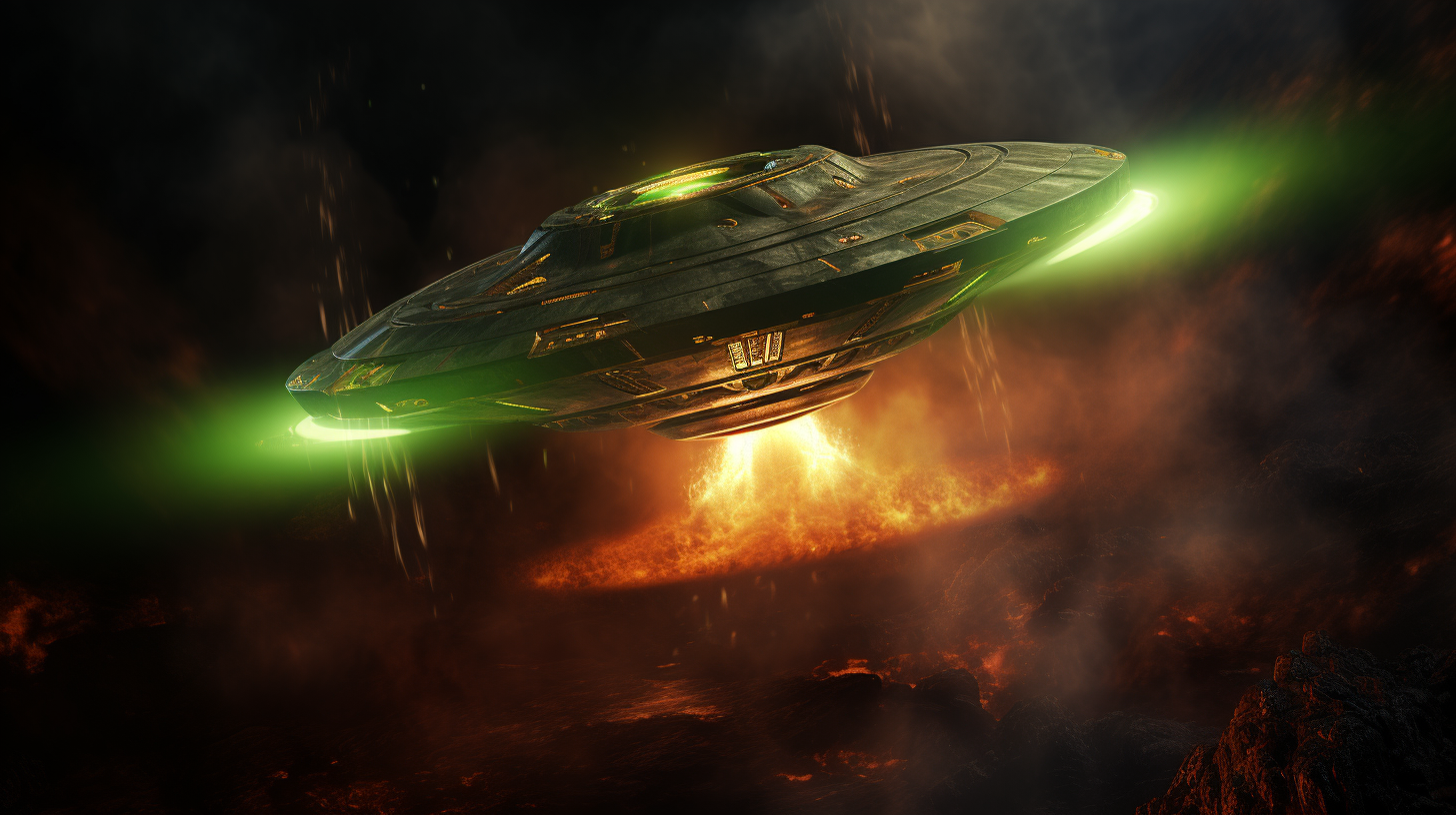 Alien Flying Saucer Firing Green Flame