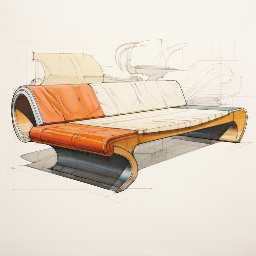 Alvar Aalto bedsofa design sketch