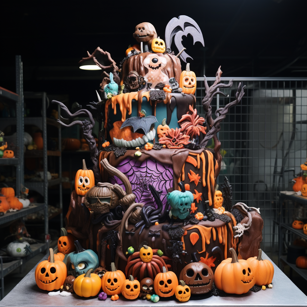 Spooky Halloween cake with amazing decorations