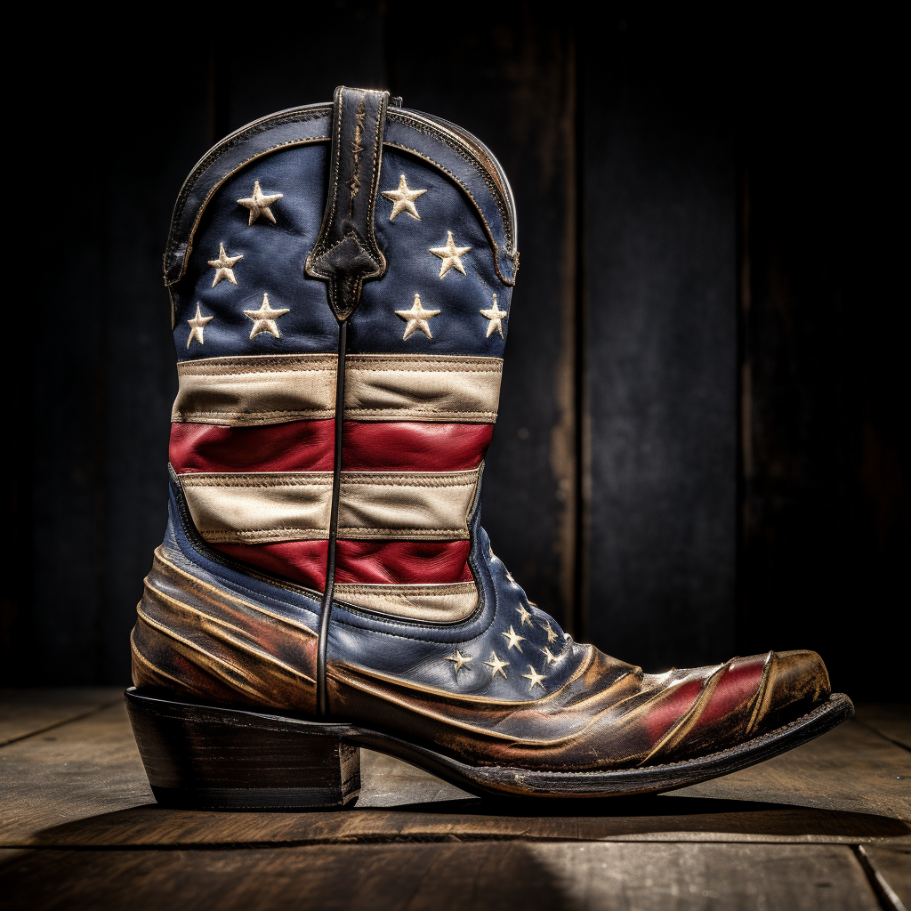 Vintage American Flag on Cowboy Boot