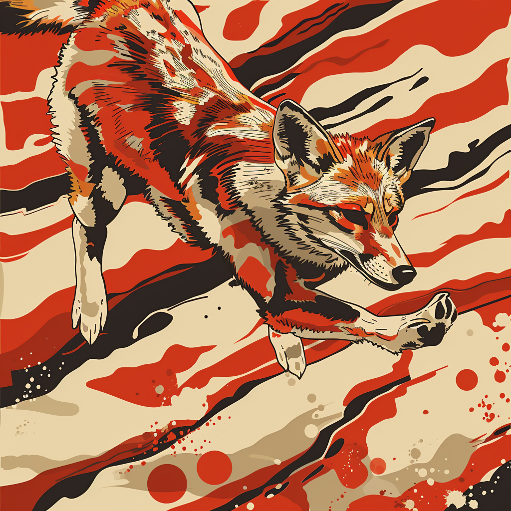 Coyote jumping in Americana art