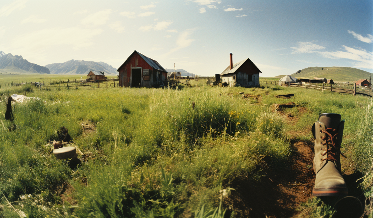 Idyllic anarchist eco-utopia farm landscape