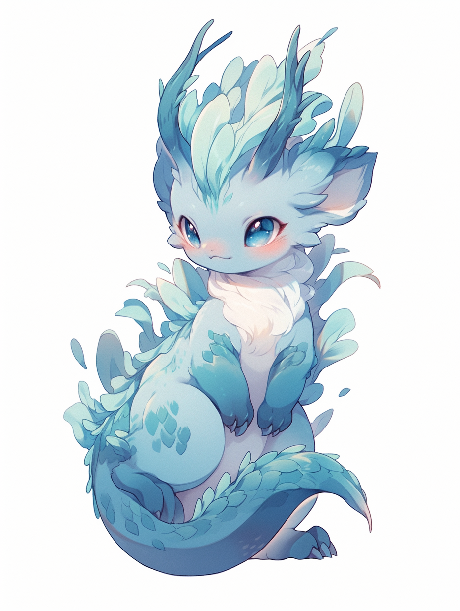 Ancient Chinese Cute Blue Dragon Image