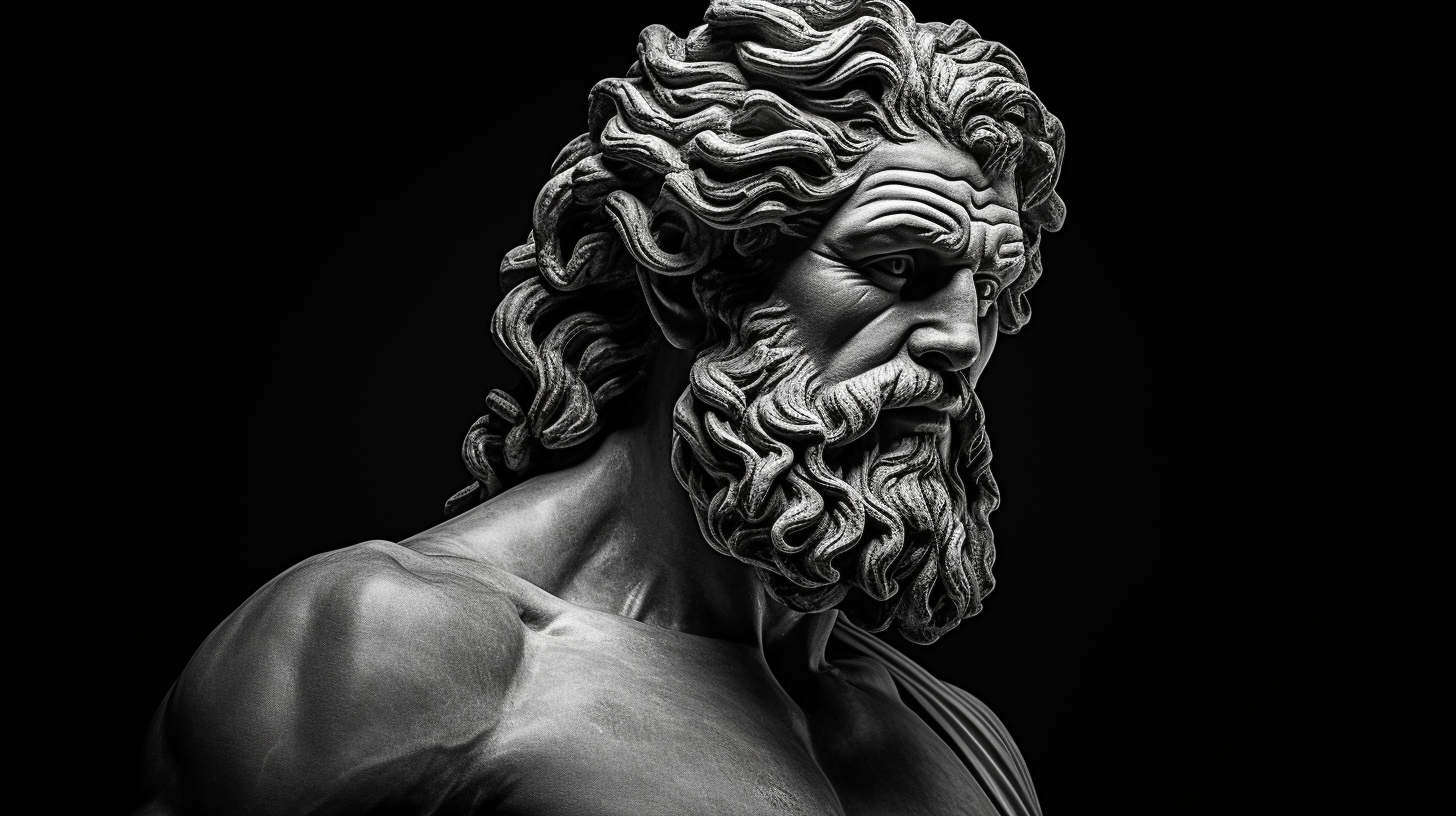 Muscular Stoic Philosopher Exuding Strength and Wisdom