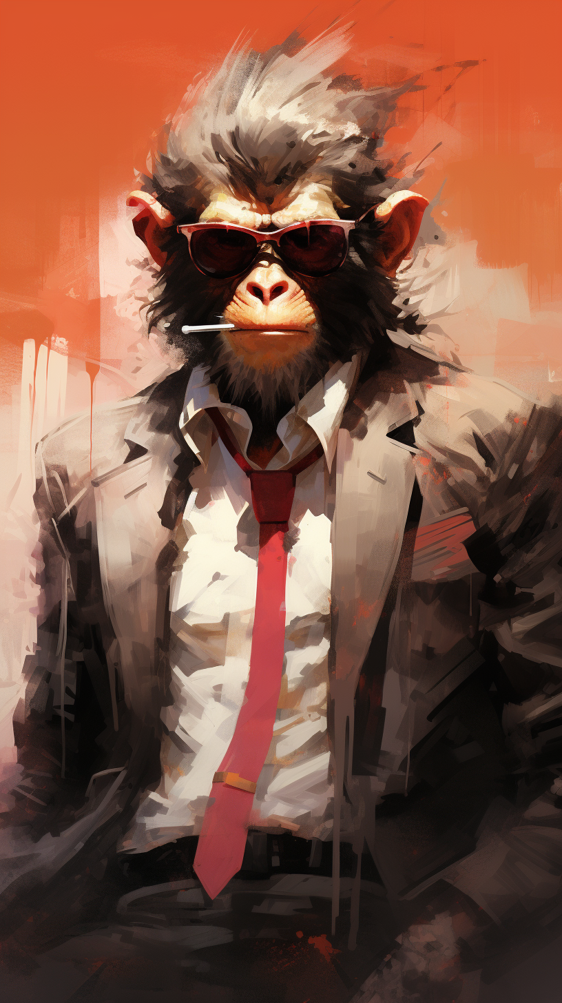 Modern executive dressed as ancient monkey warrior