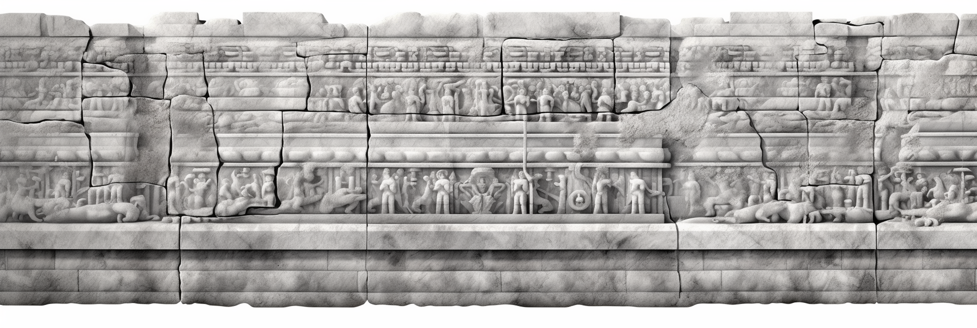 Ancient temple wall with height details