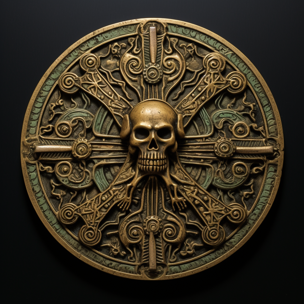 Ancient Nordic Celtic Medallion with Stylized Evil God