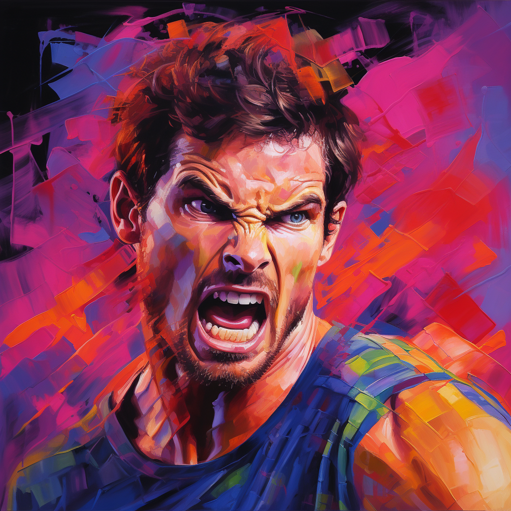 Andy Murray battling a Ninja in vibrant colors
