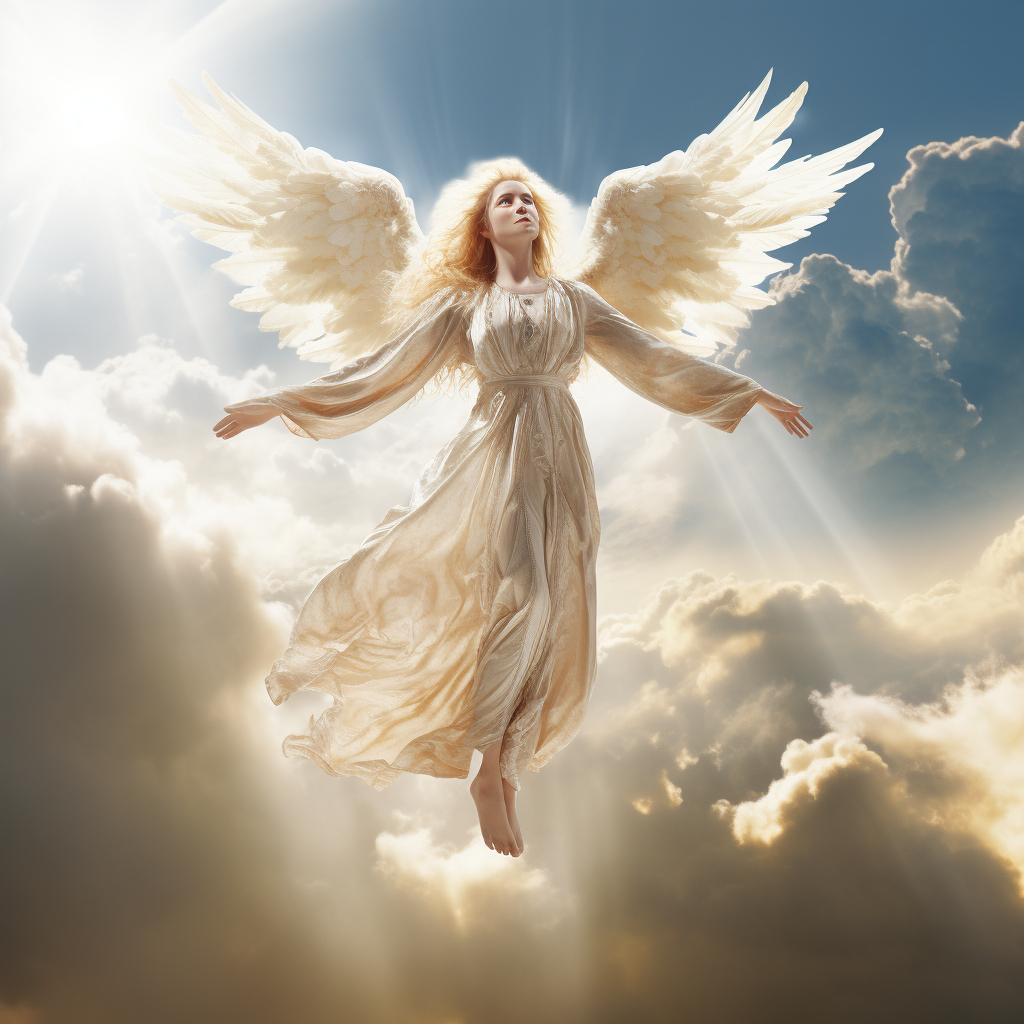 Beautiful angel ascending into the sky