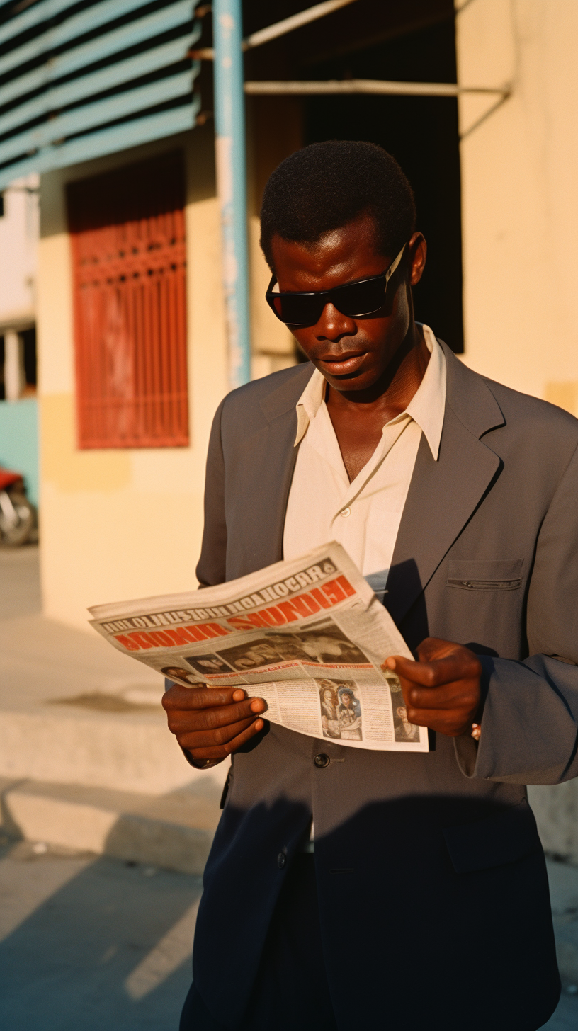 Angolan person reading a newspaper