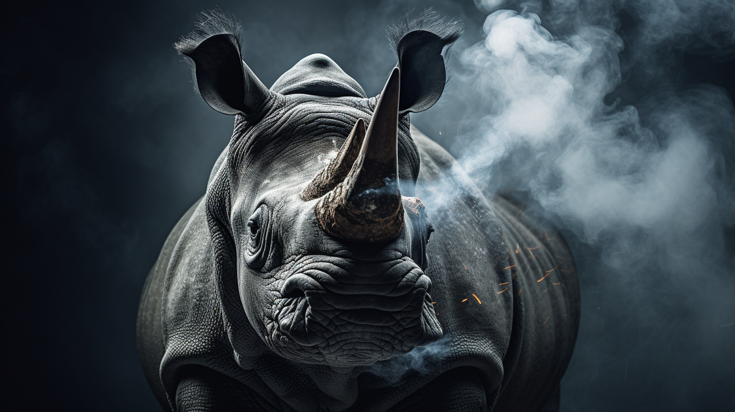 Realistic image of angry rhino head