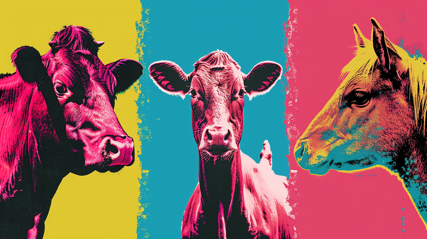 Warhol style animal grid art