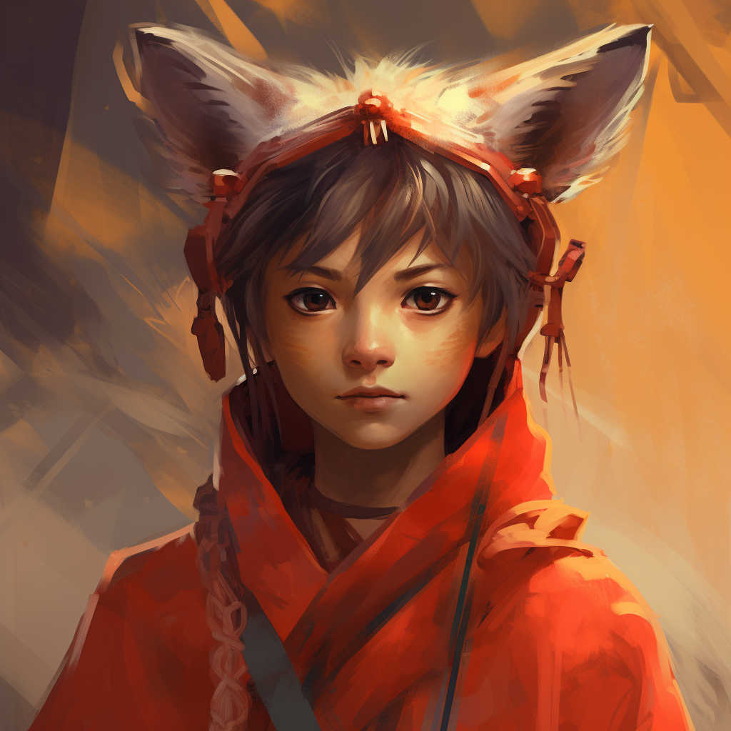 Anime boy monk with fox ears