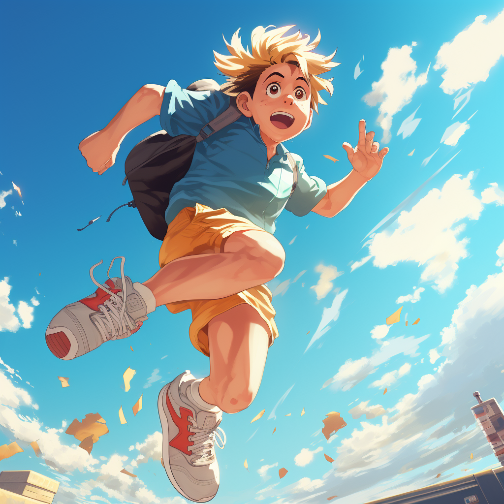 Anime Character Running in Sneakers