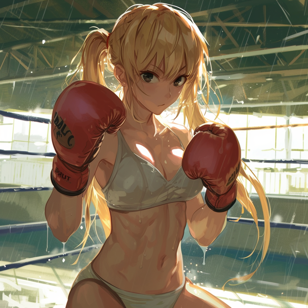 Anime girl kick boxing