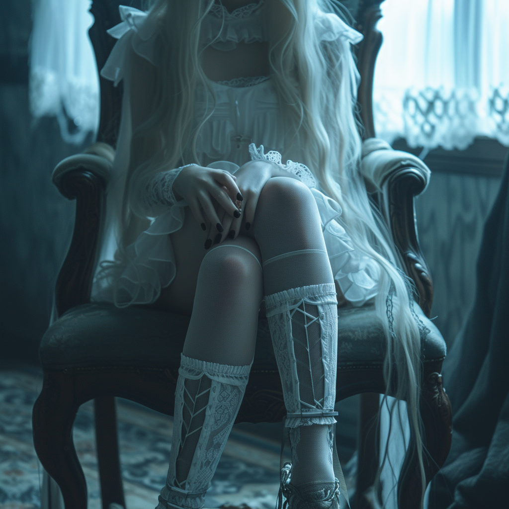 Long-legged Anime Girl Sitting on Chair