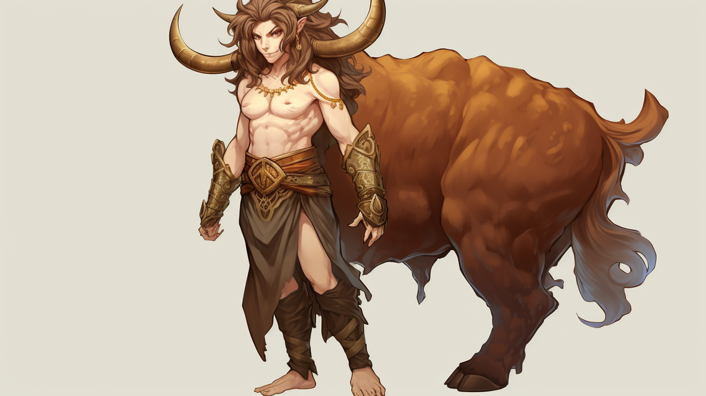 Anime depiction of a Minotaur in desert