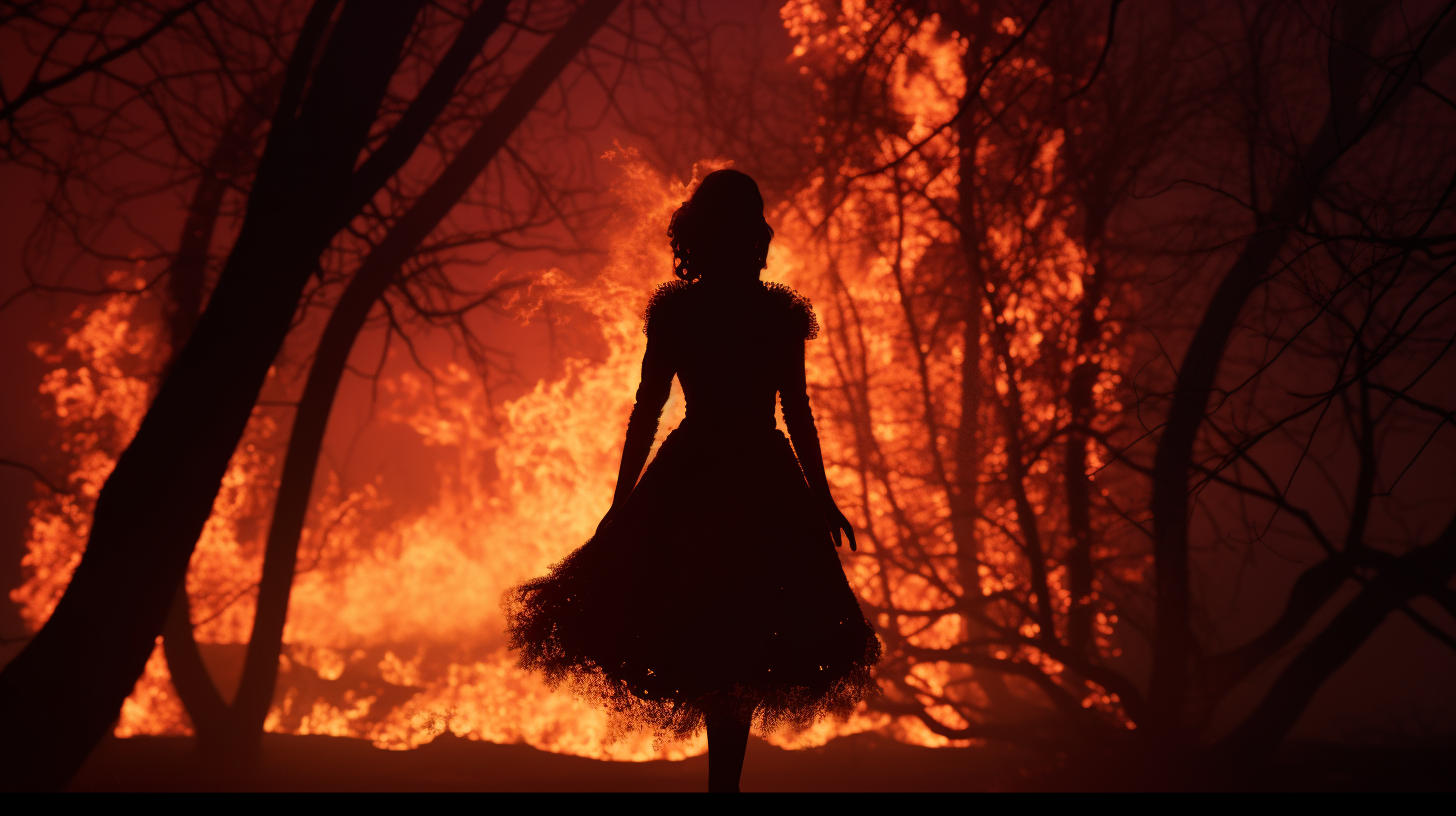 Anna Frozen Silhouette Burning Forest