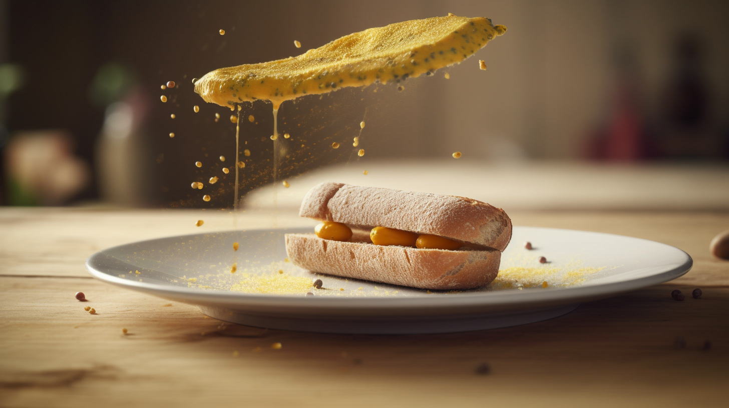 Appetising crenwurst with mustard on plate