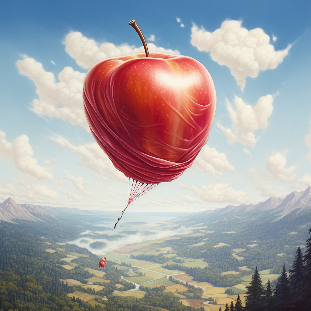 Apple flying with paraglider