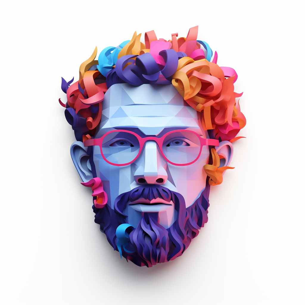 Apple logo with bearded and glasses-wearing people